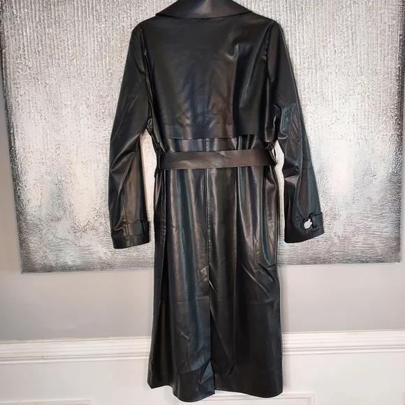 ZARA Double Breasted Faux Leather Trench Coat